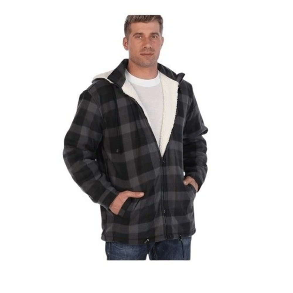 Gioberti Faux Fur Lined Buffalo Plaid‎ Flannel Shacket Jacket M